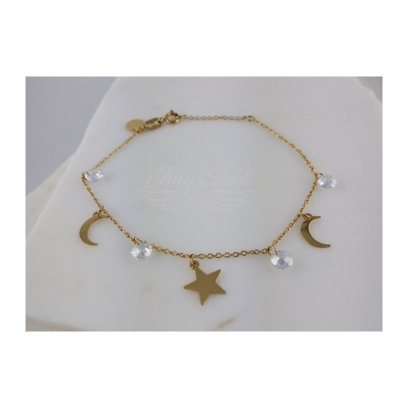 Bransoletka z księżycami i cyrkoniami