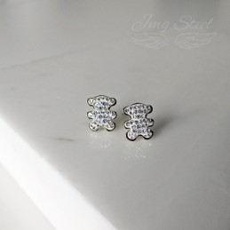 Kolczyki misie z cyrkoniami