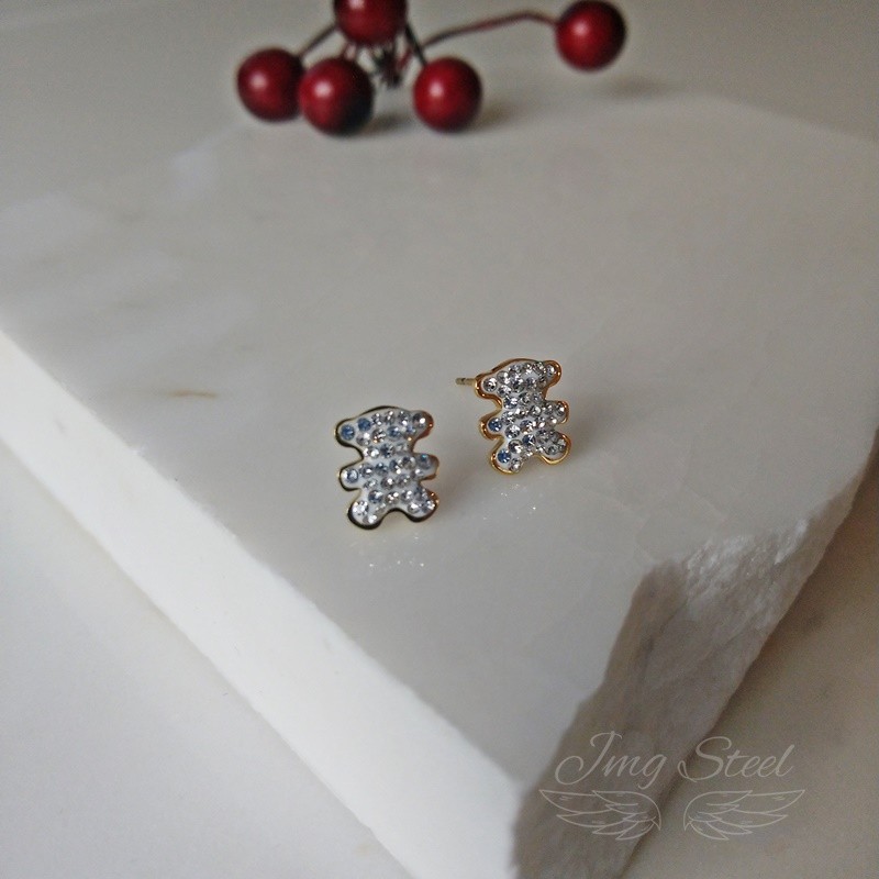 Kolczyki misie z cyrkoniami