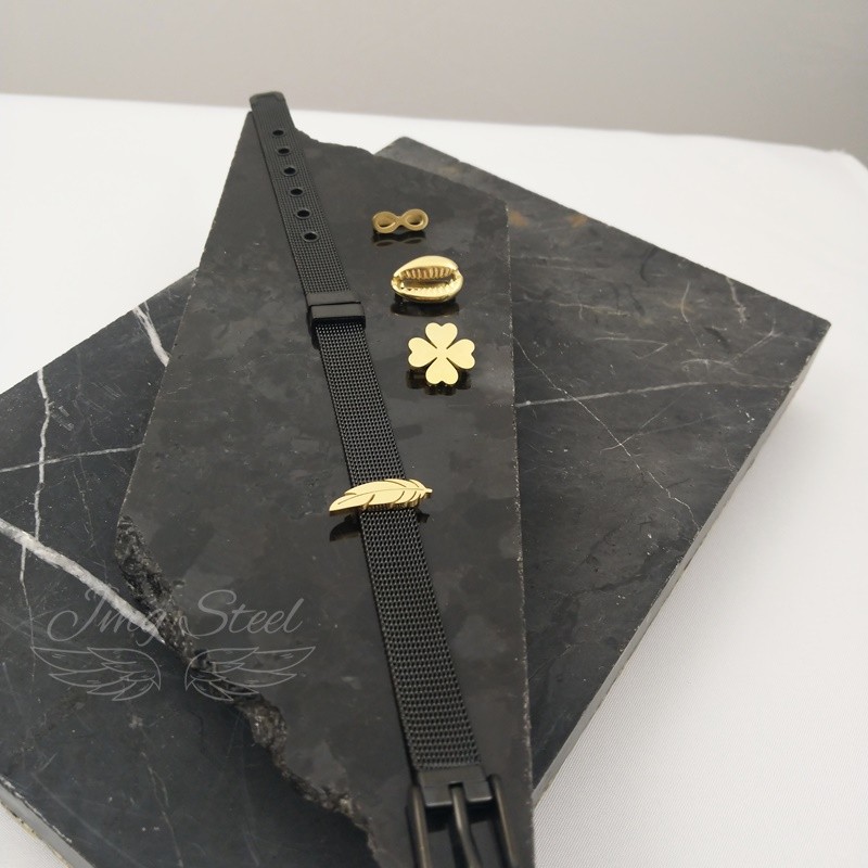 Czarna bransoletka na charmsy