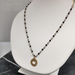 Naszyjnik z koralikami i serduszkiem